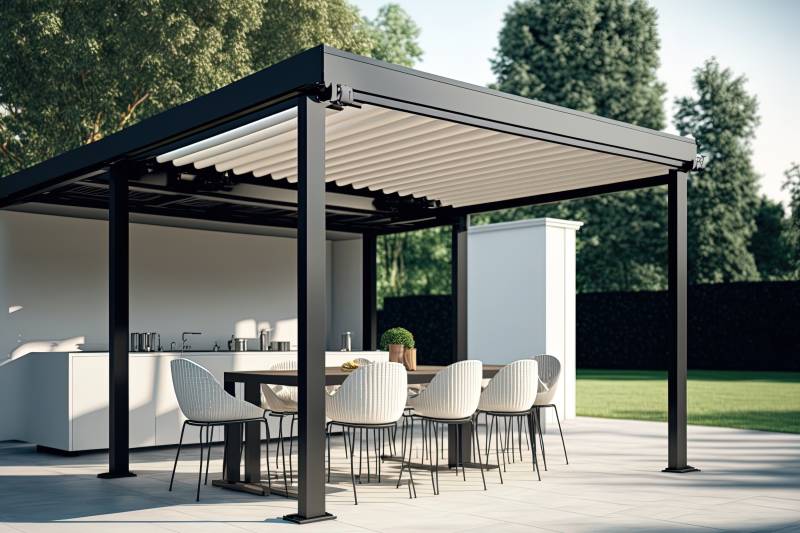 Installation d'une pergola en aluminium - Bardel Menuiserie 